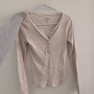 Brandy Melville Beige Long Sleeve Henley